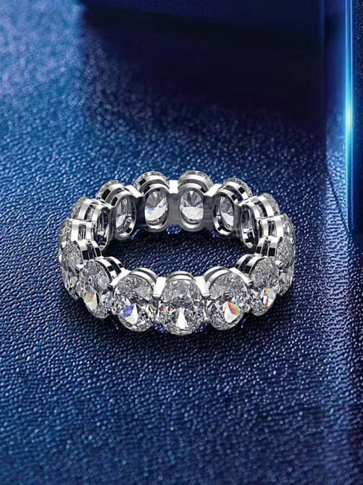 White [R 1059] 925 Sterling Silver High Carbon Diamond Geometric Luxury Ring